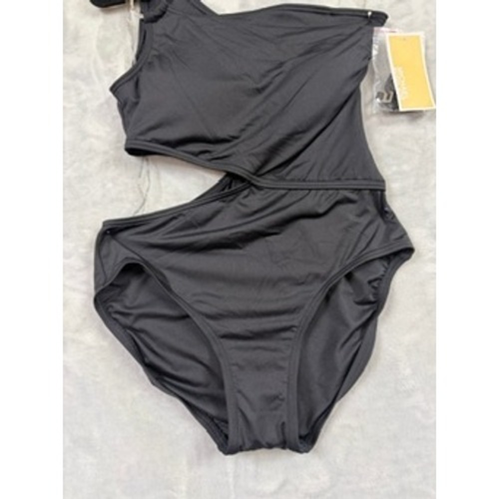 NWT Michael Kors One Piece Swimsuit Womens Black Cutout One Shoulder Sz 4 $118 - Picture 3 of 7